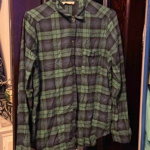 Woman’s Hollister navy blue and green flannel